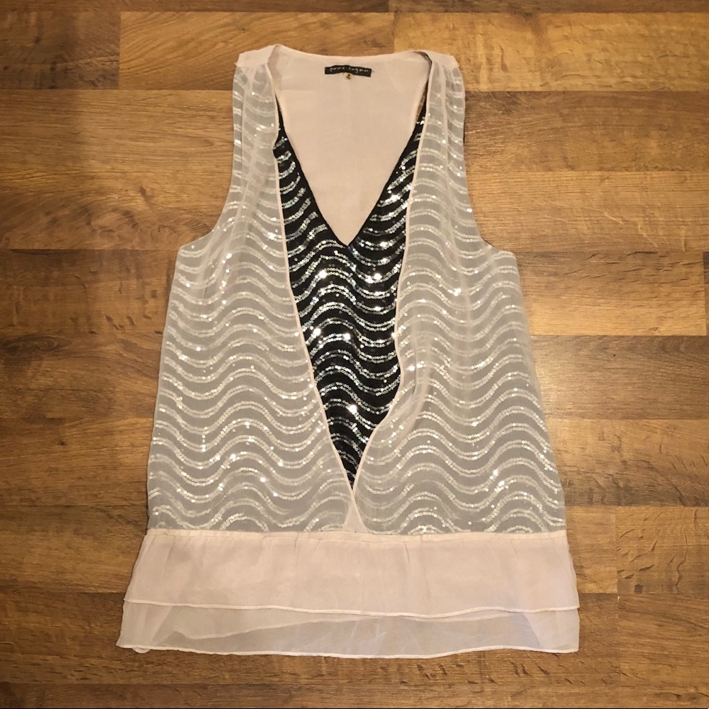 PURE SUGAR Chiffon and Sequin Racerback Tank -M